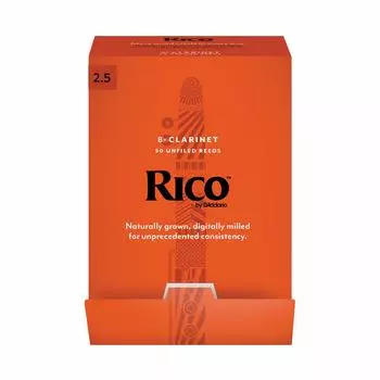 Трость для деревянных духовых инструментов для кларнета Bb RICO 50 штук D Addario D Addario RCA0125-B50 [Твердость 2,5] (индивидуально завернутый) []