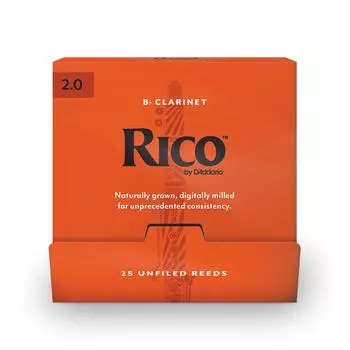 Трость для деревянных духовых инструментов для кларнета Bb RICO 25 штук D Addario D Addario RCA0120-B25 [Твёрдость 2,0] (индивидуально завернутый) [] оранжевый