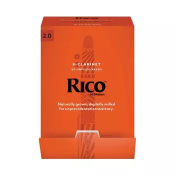 Трость для деревянных духовых инструментов для кларнета Bb RICO 50 штук D Addario D Addario RCA0120-B50 [Твёрдость 2,0] (индивидуально завернутый) []