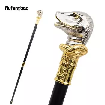 Трость для ходьбы джентльмена в виде золотой белой змеи Cobra, модная трость для ходьбы джентльмена Crosier Knob, трость для ходьбы 92 см
