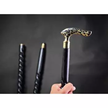 Трость для ходьбы Floral Gold Line – деревянная спиральная трость ручной работы с резиновым наконечником – «Вечная элегантность и уникальный стиль» в каждом шаге