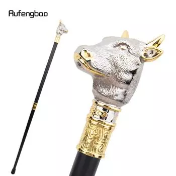 Трость для ходьбы Golden White Bull Cattle Gentleman Bullfight, модная трость для ходьбы Gentleman Crosier Knob, трость для ходьбы 92 см