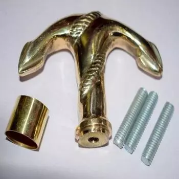 Трость для ходьбы из цельной латуни с ручкой в виде якоря в викторианском стиле – античный стиль, винтажный дизайн как