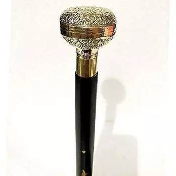 Трость для ходьбы из дерева ручной работы из цельной латуни с ручкой в викторианском стиле с тремя складками