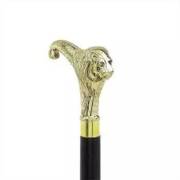 Трость для ходьбы из латуни, массивная, винтажная, дизайнерская, деревянная, в форме головы льва, в античном стиле