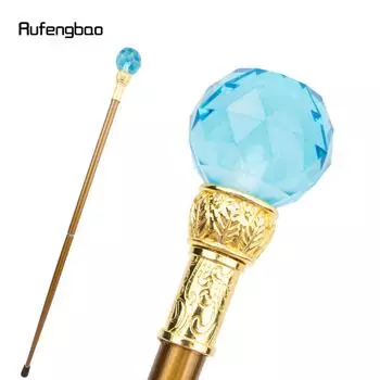 Трость для ходьбы из синего хрустального стекла, золотая, модная, декоративная, джентльменская, элегантная, для косплея, трость, посох 93 см