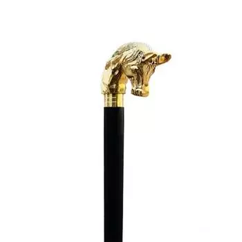 Трость для ходьбы из твердого морского сплава с ручкой в виде головы лошади, черная деревянная палка, легкая, портативная