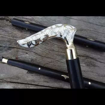 Трость для ходьбы, латунная ручка, деревянная винтажная дизайнерская антикварная викторианская стиль M аэро