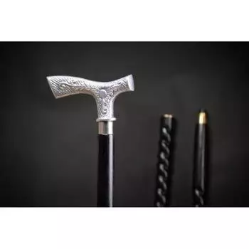 Трость для ходьбы с алюминиевой серебряной ручкой - настраиваемая спиральная трость с резиновым наконечником - ручная работа в винтажном стиле для походов и подарков