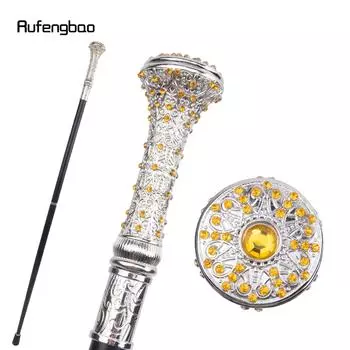 Трость для ходьбы с белым и желтым искусственным бриллиантом, модная декоративная трость для джентльмена, элегантная трость для косплея, посох 92 см
