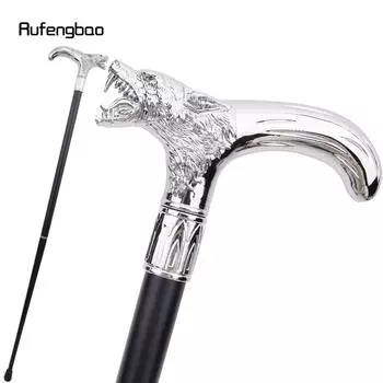 Трость для ходьбы с изображением головы белого волка, модная декоративная трость для джентльмена, элегантная трость для косплея, набалдашник, посох 92 см