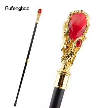 Трость для ходьбы с красным бриллиантом и золотым узором, модная декоративная трость для джентльмена, элегантная трость для косплея, набалдашник, посох 95 см