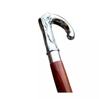 Трость для ходьбы с латунной серебряной головкой, винтажная деревянная трость, подарок в античном стиле