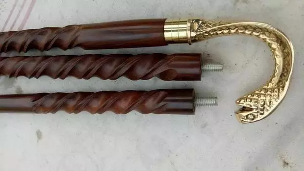 Трость для ходьбы с ручкой из никелевой латуни, деревянная трость Victoria с гравированным кольцом M430 M аэро