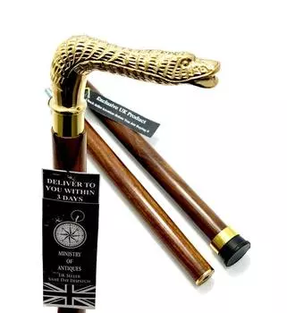 Трость для ходьбы с ручкой в виде змеи из цельной латуни, стильная, из твердого дерева, винтажная, ВСЕХ РАЗМЕРОВ, трость для ходьбы с ручкой в виде кобры