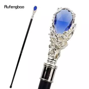 Трость для ходьбы с синим бриллиантом и белой отделкой, модная декоративная трость для джентльмена, элегантная трость для косплея, набалдашник, посох 92 см