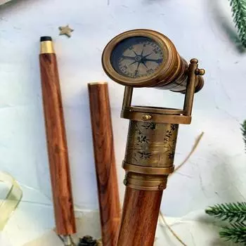 Трость для ходьбы с уникальной складной ручкой в виде телескопа, компасом и телескопической ручкой как