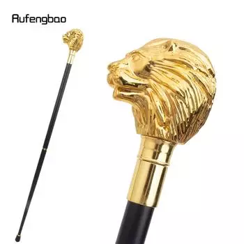 Трость для ходьбы с золотой ручкой в виде головы льва, модная, для вечеринки, декоративная, элегантная, с ручкой-посохом, 91 см