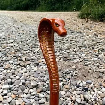 Трость для ходьбы в форме головы змеи кобры - деревянная походная трость - легкая - натуральный цвет - отличный подарок для пожилых людей - стильная двухскладная