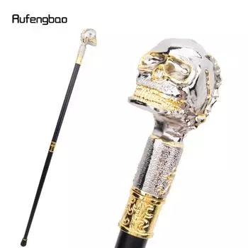 Трость для ходьбы в стиле стимпанк с золотым белым черепом и большим зубом, модная трость для джентльмена, роскошный посох с набалдашником 91 см