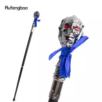 Трость для ходьбы в виде серебряного черепа с бабочкой и красным глазом, модная трость для ходьбы, трость для ходьбы с набалдашником 92 см