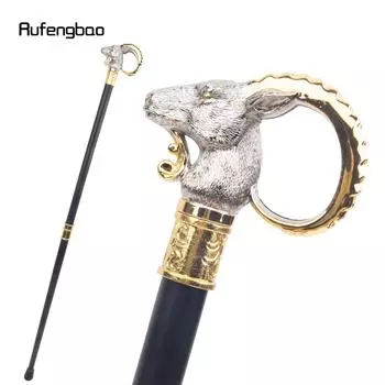 Трость для ходьбы в виде животного, белая, золотая, козы, овцы, декоративная, косплей, винтажная, модная, для вечеринки, посох для Хэллоуина 91 см