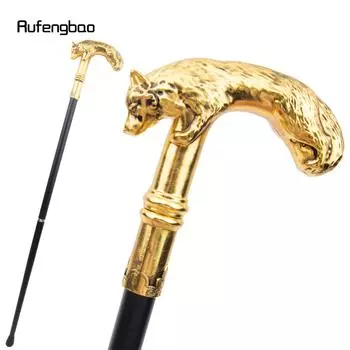 Трость для ходьбы «Золотой волк», модная декоративная трость для джентльмена, элегантная трость для косплея, набалдашник, посох 90 см