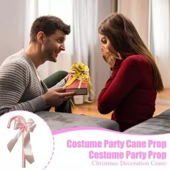 Трость для косплея, трость для ходьбы на Хэллоуин, реквизит, палка с бантом, сценический реквизит, декоративный посох для костюмированной вечеринки на Хэллоуин розовый