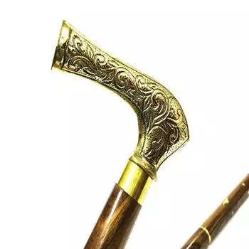 Трость для мужчин Трости для дерби и деревянные трости для мужчин и женщин 93,98 см Коричневый, черное дерево, латунь, Т-образная ручка из натурального дерева, золотистого тона