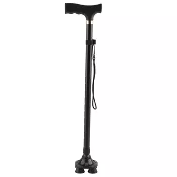 Трость из алюминиевого сплава с регулируемой высотой, Т-образной ручкой и 4-зубчатым шарнирным основанием для удобного захвата на любой поверхности