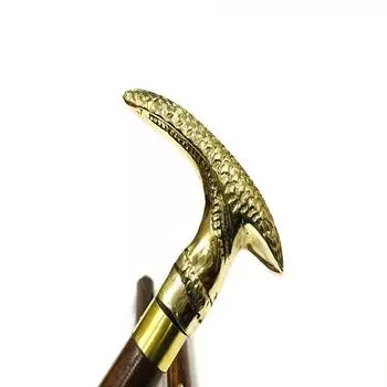 Трость из латуни с коричневой деревянной ручкой Трость из латуни