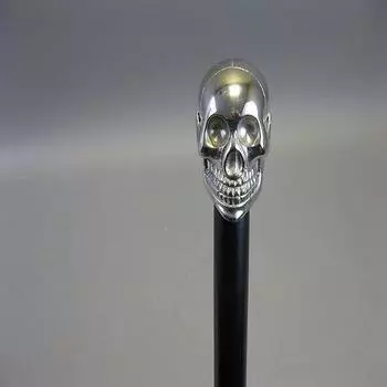 Трость из латуни с уникальным набалдашником в виде черепа, трость из викторианского дерева, черная и серебристая