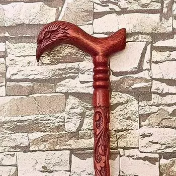 Трость ручной работы, деревянная художественная трость, трость с гравировкой орла, трость для мужчин