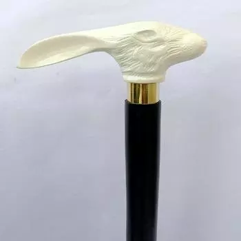 Трость ручной работы из латуни Royal Brass Cane, деревянная, с изображением кролика, старинная, викторианская, белая, черная