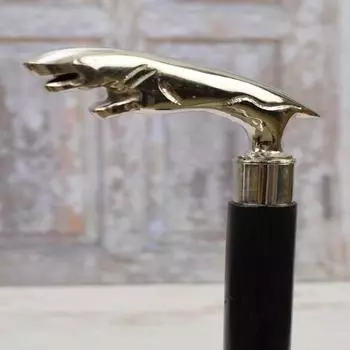 Трость с ручкой в виде головы ягуара из латуни, в античном стиле, деревянная трость с ручкой в виде головы ягуара из латуни и хрома, 37 дюймов как