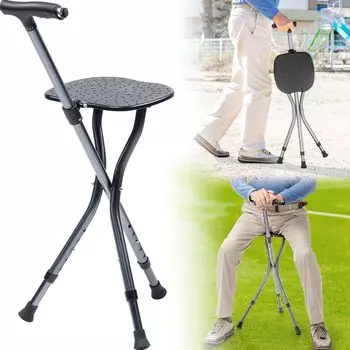 Трость складная 5 Высота LED 3 Грузоподъемность Watching Finished Black E-Supply Chair, Трость, Стул, Трость, Легкий, Регулировки, В комплекте, Ножки, 80 кг,