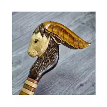 Трость трость деревянная резная ручная работа - Коза новая / Великобритания