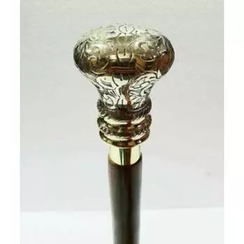 Трость в винтажном стиле с антикварной латунной ручкой в викторианском стиле