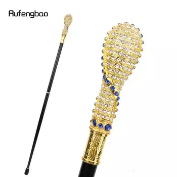 Трость золотого и синего цвета с искусственным бриллиантом, декоративная косплей, винтажная модная трость для вечеринки, Хэллоуин, посох 93 см