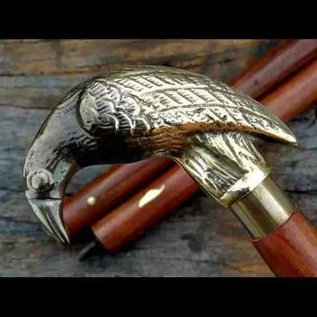 Трости деревянные для мужчин и женщин с редкими головками и латунные трости с металлической латунной ручкой, 37 дюймов, коричневый орел M аэро