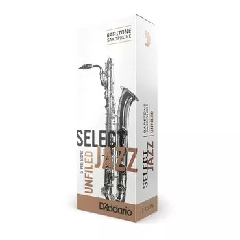 Трости для джазового баритон-саксофона D Addario Woodwinds Select, необработанные, прочность 3 средняя, 5 шт. в упаковке