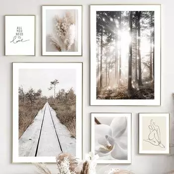 Тростниковый цветок, трава, обнаженная фигура, лес, настенная живопись на холсте, плакаты на скандинавскую тему и принты, настенные панно для гостиной, домашний декор 21cm30cm NoFrame