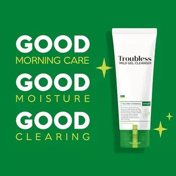 Troubless Мягкий гель для умывания 120 мл, УВЛАЖНЯЮЩИЙ, корейская косметика, Kbeauty, пробник