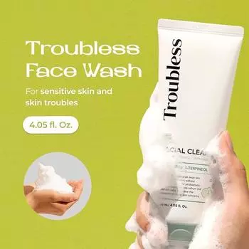Troubless ОЧИЩАЮЩЕЕ СРЕДСТВО ДЛЯ ЛИЦА 120мл, УВЛАЖНЯЮЩЕЕ, корейская косметика, Kbeauty, пробник