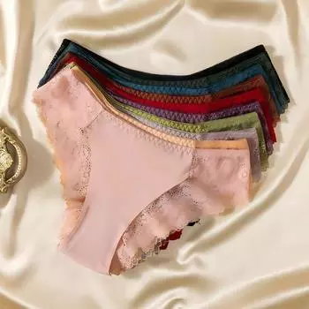 TrowBridge 3 шт./комплект милые женские трусики шелковое атласное нижнее белье кружевное сексуальное женское белье для девочек дышащие трусики мягкие удобные трусики S&3pcs