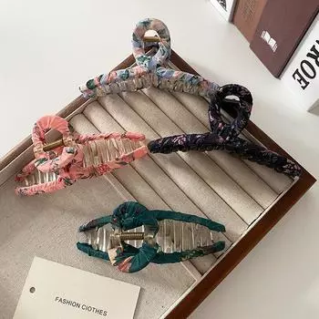 Тряпичный цветок Фиолетовый зажим для волос Свежие и милые аксессуары для волос для девочек Темпераментный зажим для акулы лавандовый