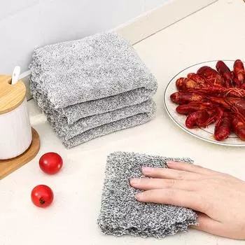 Тряпка для обезжиривания Японское утолщенное полотенце для посуды Бамбуковый уголь Микрофибра Кухонные принадлежности Впитывающие чистящие средства Аксессуары 1Pc серый