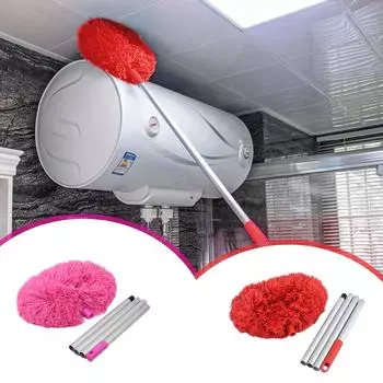 Тряпка для потолочного вентилятора - Тряпки для чистки - Тряпка из микрофибры с удлинителем 47 дюймов - Тряпка для чистки потолочного вентилятора - Высокий потолок - Мебель Free Size розовый