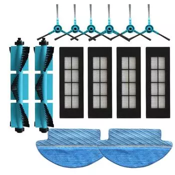 Тряпка для швабры, основная щетка, роликовые боковые щетки, HEPA-фильтр для Cecotec Conga 3090, щеточный фильтр, вакуумные запасные части, аксессуары синий