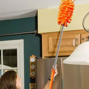 Тряпка из синели с выдвижным шестом из нержавеющей стали, моющаяся сменная головка, многофункциональная щетка для чистки домашнего офиса, автомобиля, настольного компьютера, микрофибра розы красного